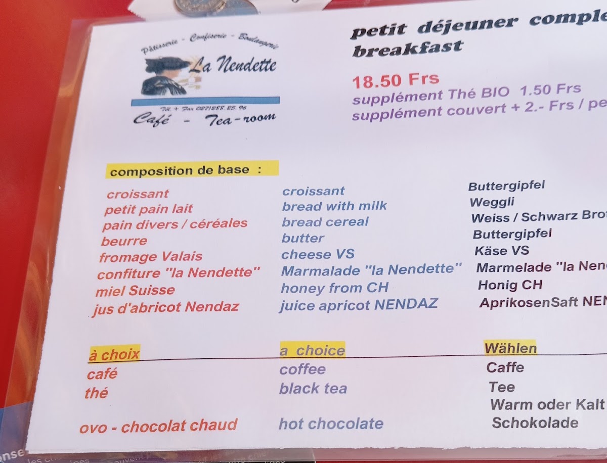 Menu Boulangerie Pâtisserie La Nendette-1